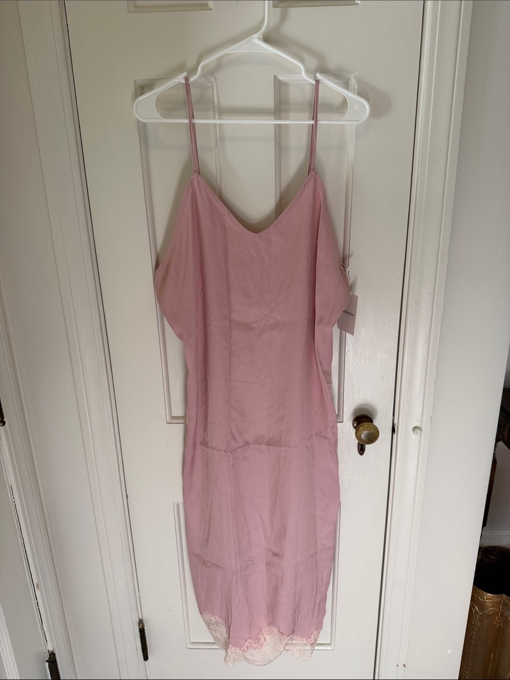 NWT Nordstrom Dusty Pink Slip Dress with Lace Trim